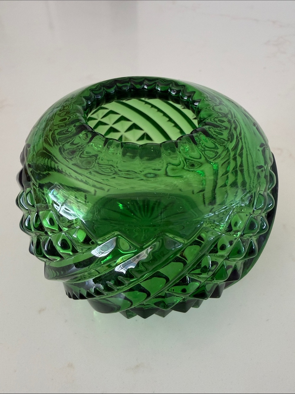 3/$25 Vintage Green Textured Glass Home Art Vase